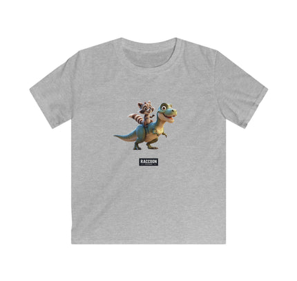Raccoon Riding T-Rex - Kids T-Shirt